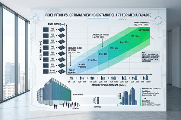 pixel pitch viewing distance chart for media facade